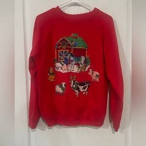 FINAL PRICE Vintage Christmas Farm Animal Sweatshirt